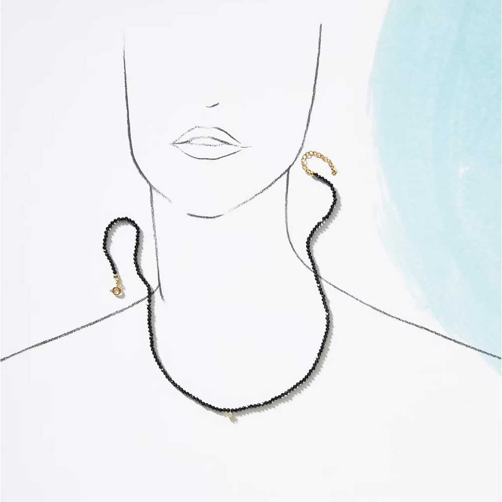 NWT Crystal Pendant Beaded Necklace By Anthropologie - Picture 2 of 3